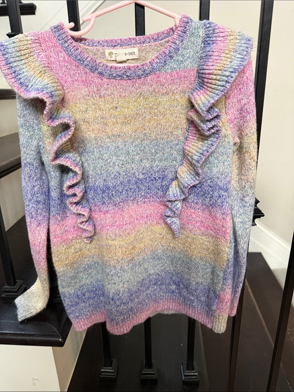 Tucker + Tate Pastel Striped Ruffle Sweater